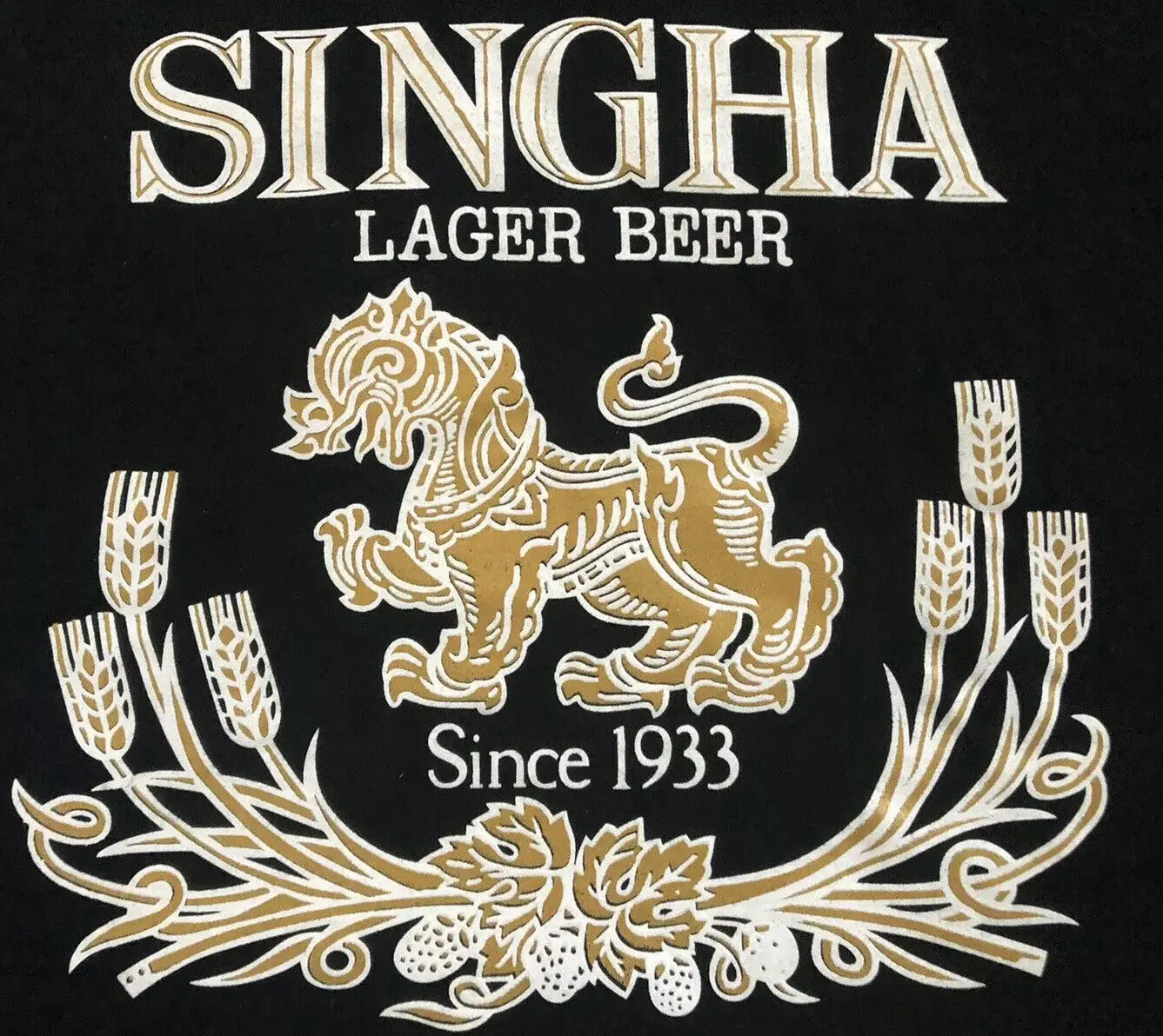 VTG Original 90 s SINGHA LARGER BEER SINCE 1933 Men Made In USA RARE T shirt L long or short sleeves