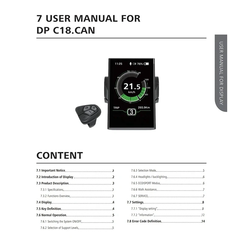 For Bafang DPC18 CAN Canbus Display For Bafang M500 M600 M510 M820 Mid Drive CAN Protocol Motor With Plug