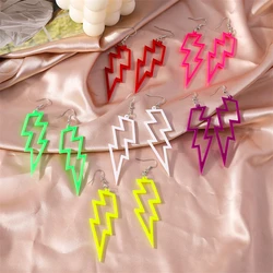 Fashion Candy Color Acrylic Lightning Drop Earrings for Women Cool Long Dangle Earrings Girls Party Festival Jewelry Gifts