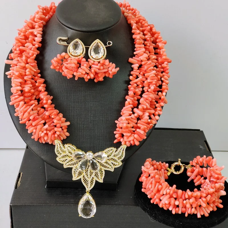 

Розовые коралловые бусины для нигерийской свадьбы, настоящие