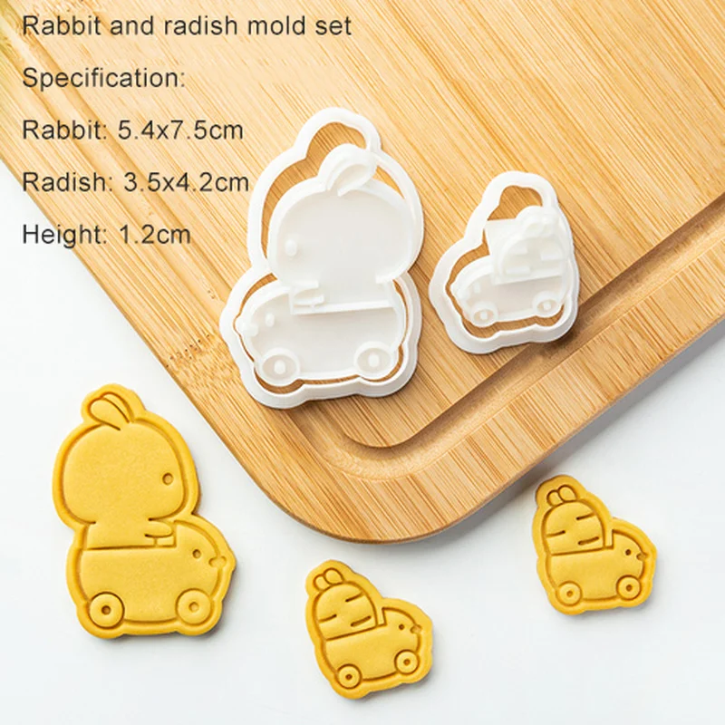 1 Set Children's Day Rabbit Radish Cookie Mold Cartoon Animal Press Die Baking Cake Decorating Tools Fondant Biscuit Molds