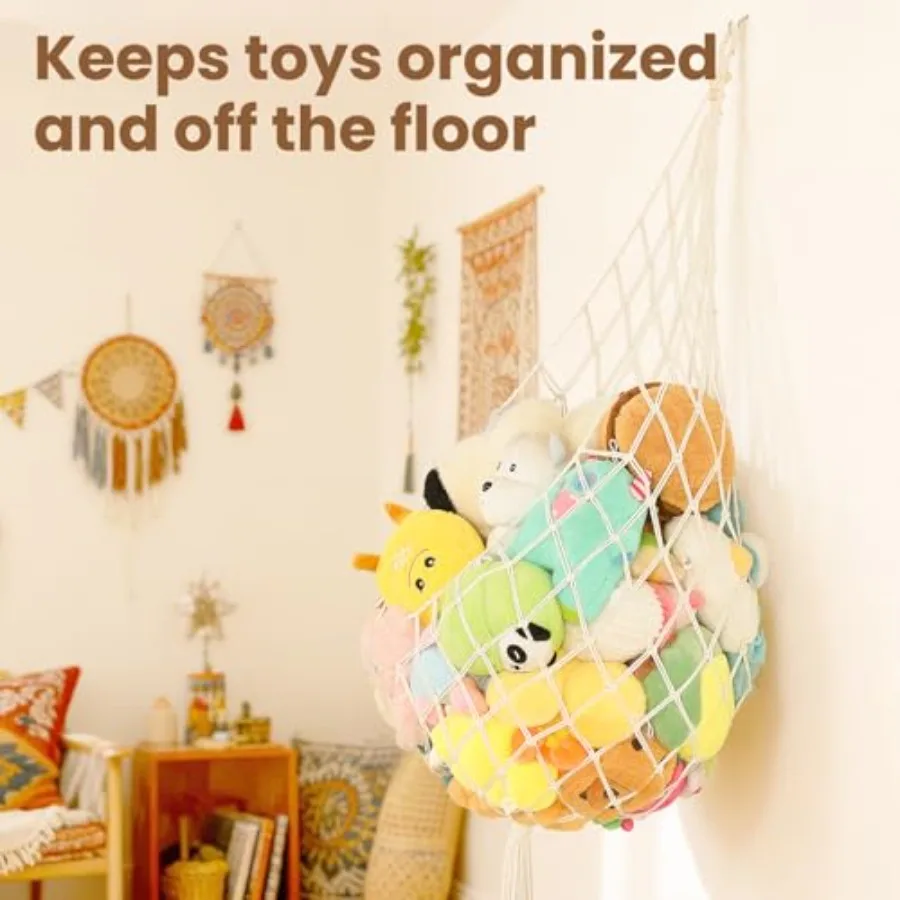 Stuffed Animal Storage Hammock Plushie Net 60-inch Stuffed Animal Net Corner for'Wall Room Decor Hanging Toy Storage Plushie Ne - view 4