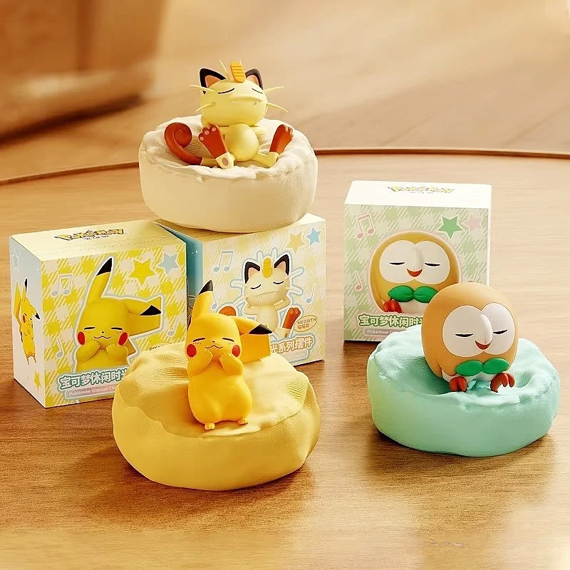

Hot Sale PokéMon Casual Time Pikachu Slowpoke Rowlet Meowth Charmander Sleeping Anime Figures Pvc Toy Desktop Decoration