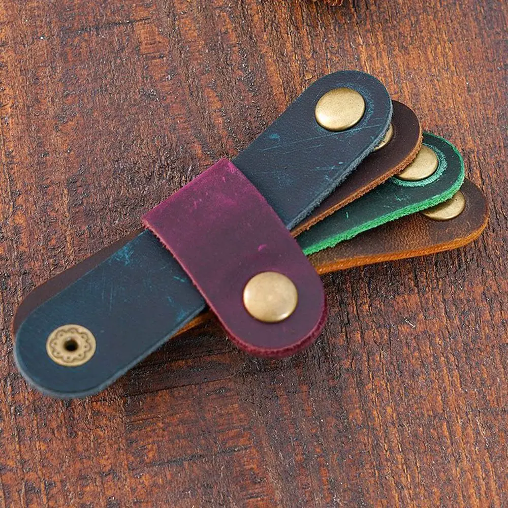 귀여운 가죽 케이블 와인더 미니 코드 정리기 케이블 관리 이어폰 코드 와인더 데스크탑 수납