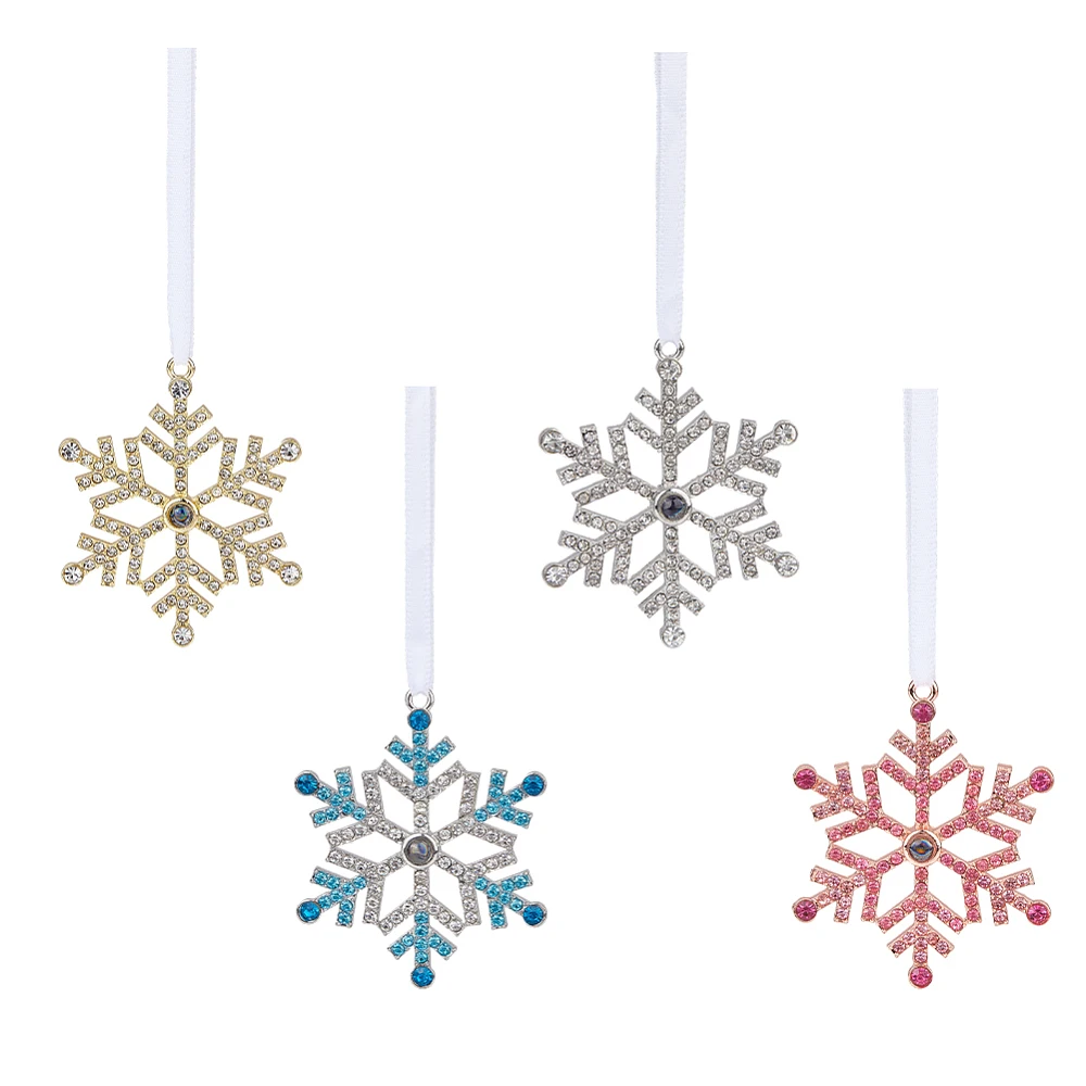 4Pcs Snowflakes Ornaments 43CM Christmas Tree Decorations with Rope Snowflake Hanging Decorations for Christmas Tree Winter