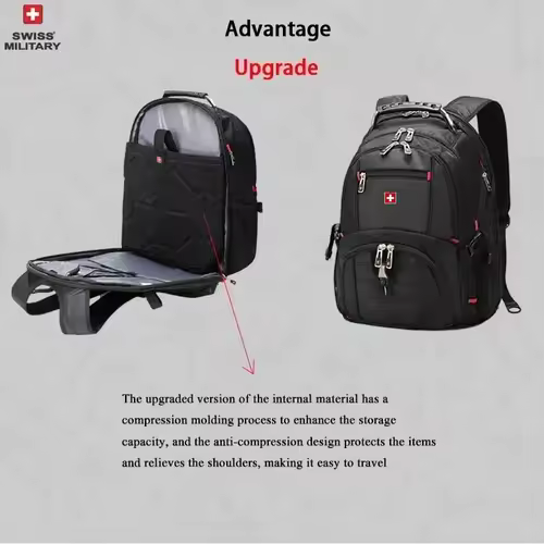 SWISS 17" Laptop Backpack Waterproof USB Charge Port Swiss-style Multifunctional Rucksack Schoolbag Mochila Hiking Travel bag - Image 5