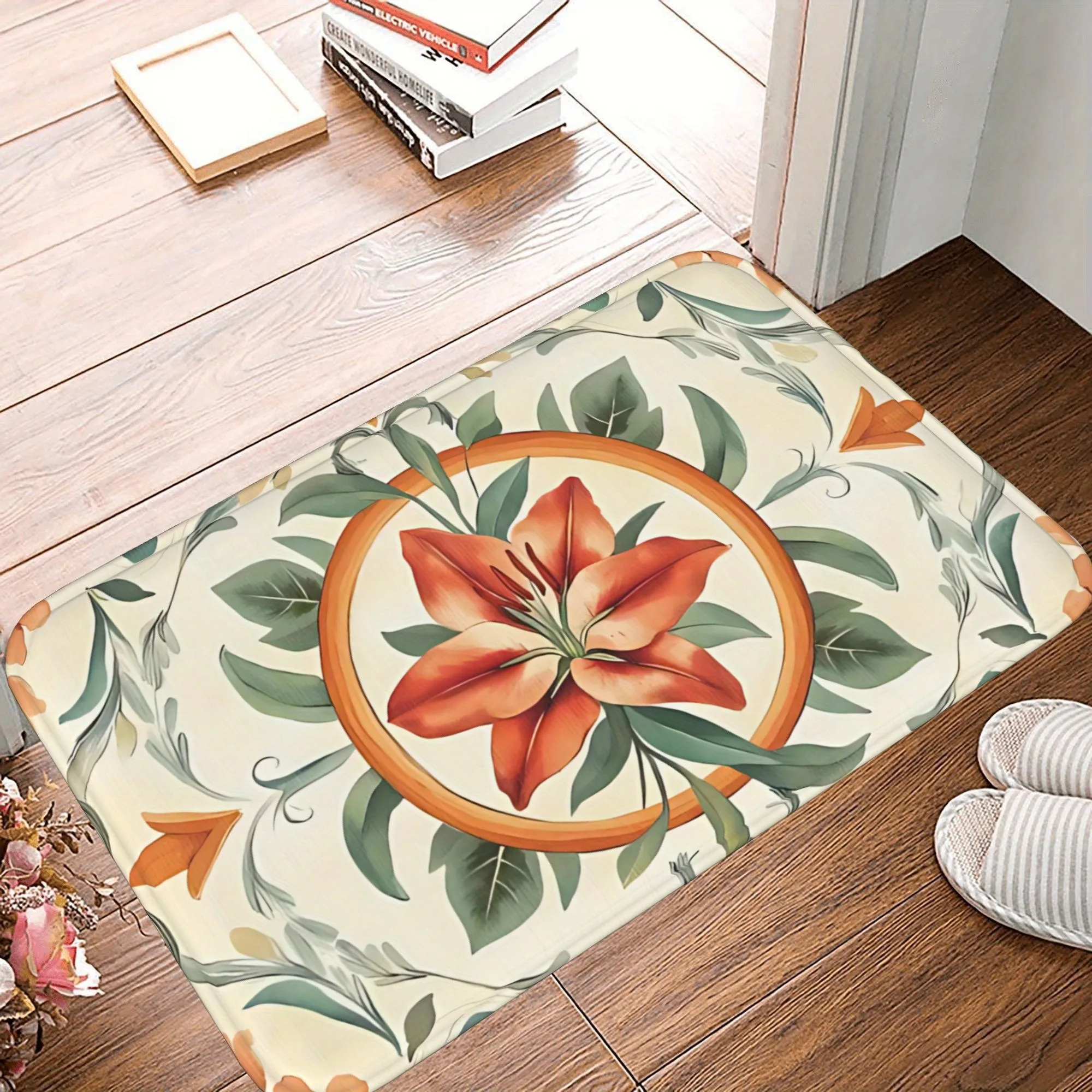 

1P Scaroet Symmetry Kitchen Rug Non-Slip Door Mat Pop design Bathroom Rug Bath Mat Carpet for Home Sink Laundry ecoreeree