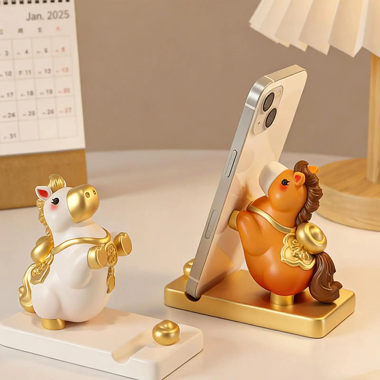 Horse Design Phone Stand Cute Cellphone Holder Wealth Blessing Decoration for Girls Women Home Vanity Office Desk New Year Gift