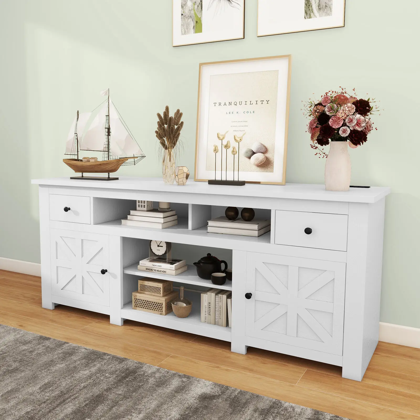 

TV Stand Entertainment Center+Storage Drawer for TVs Up to 80"