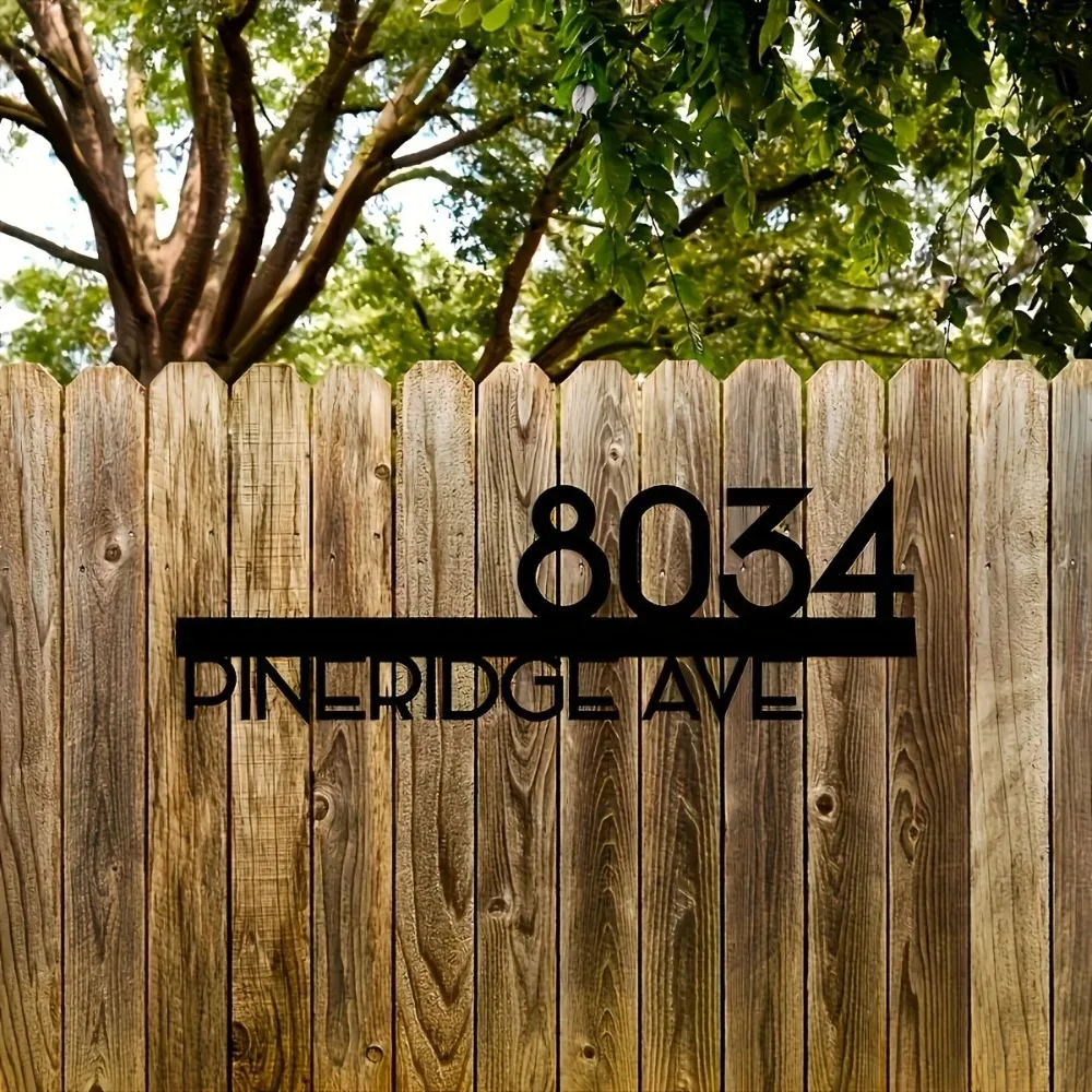 8×12in Weatherproof Customizable Wrought Iron Address Sign Elegant Black Digits Outdoor Wall Wedding Decor Gift 1pc