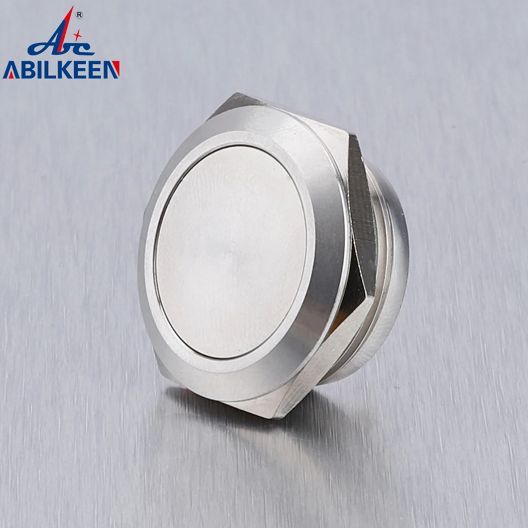 ABILKEEN 22mm Flat Head Ultra-Thin Push Button Switch 1NO Momentary Function Push Button with 2 Pin Terminal