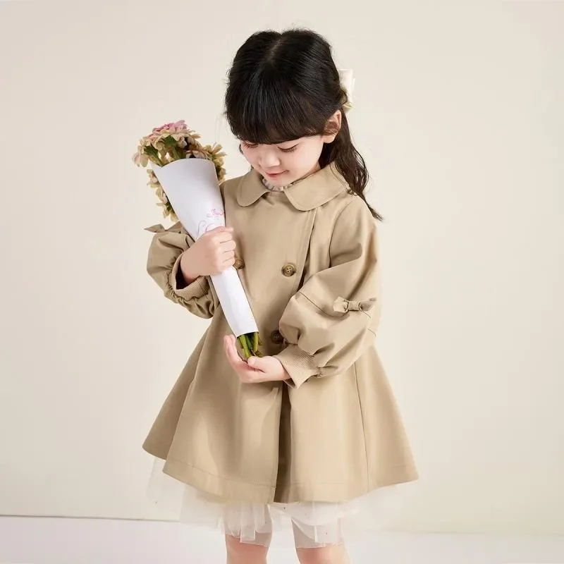2025 Autumn New Sweet Fashionable Chic Girls' Trench Coat for Baby Girls Kids' Children's Windbreaker Jacket Tops