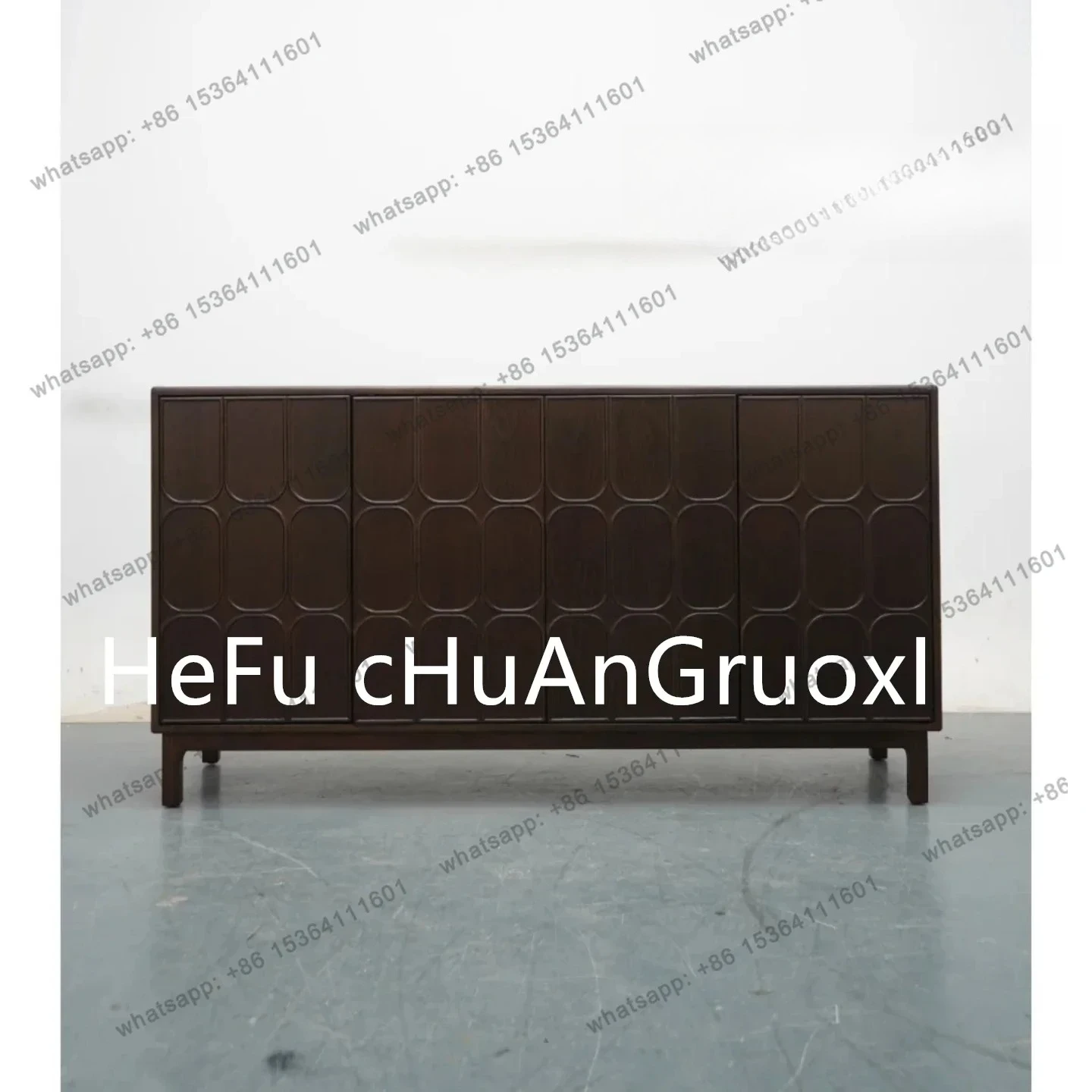 Retro Geometric Side Cabinet Middle Antique Solid Wood Locker Decorative Cabinet Living Room Entrance Storage Cabinet