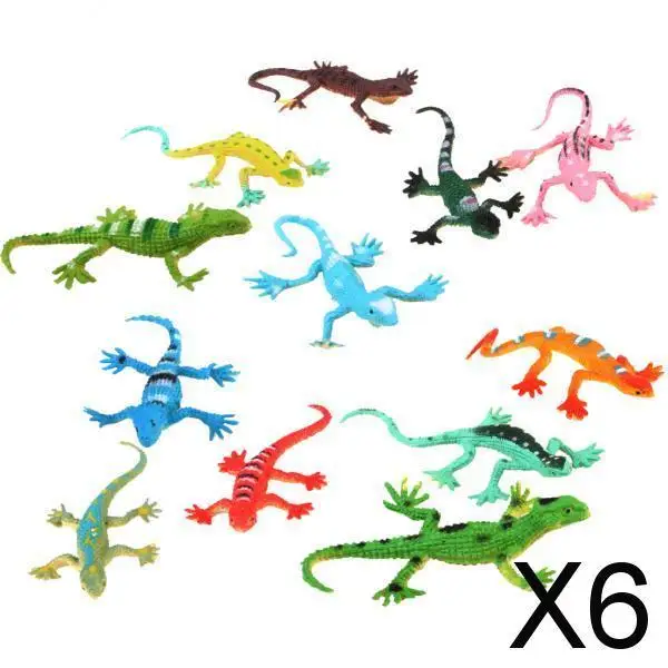 4-6pack Small Plastic Gecko Figures Simulation Decoration Kids Toys 12PCS