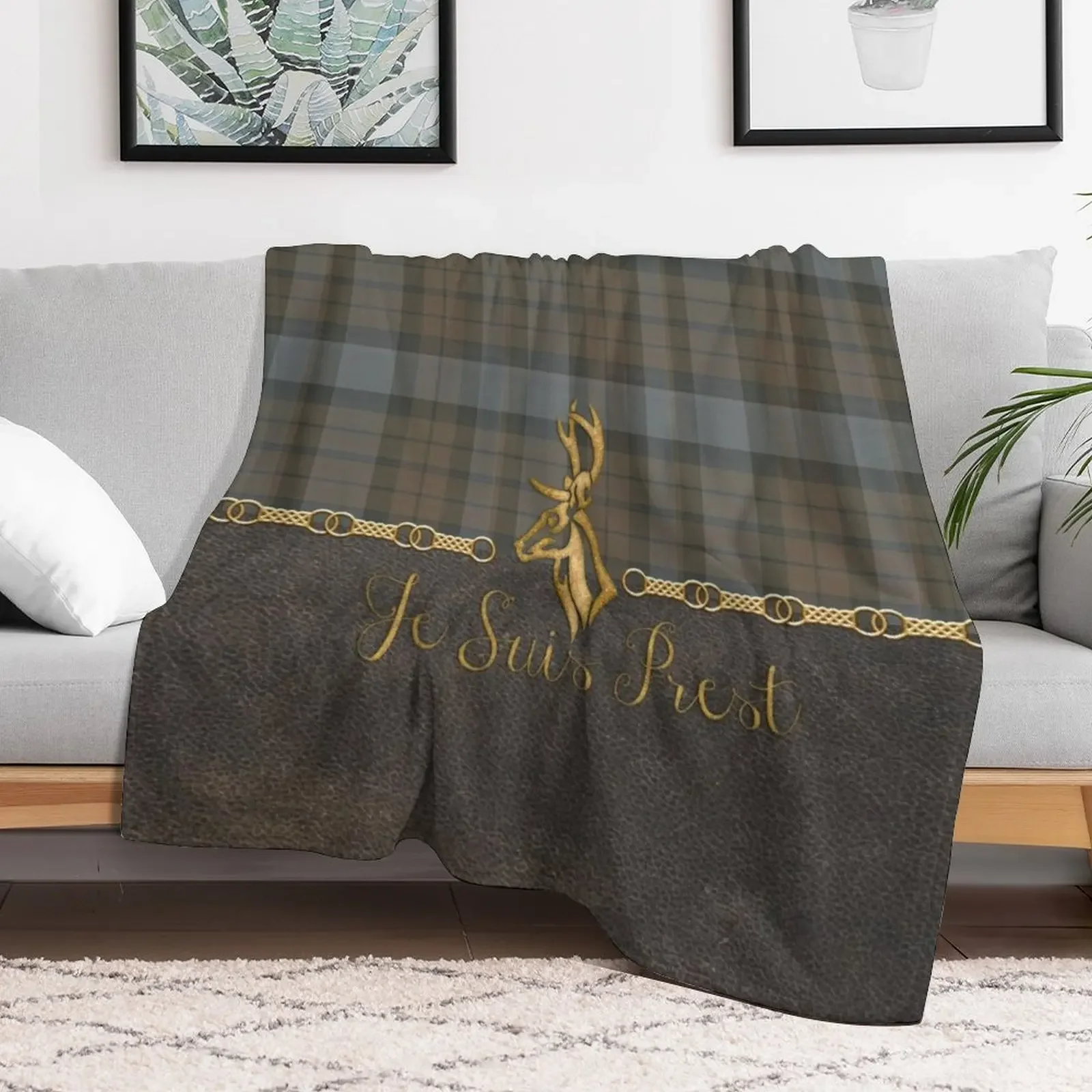 Leather and tartan - Je suis Prest Throw Blanket Bed Fashionable Fashion Sofas for sofa Beautifuls Blankets