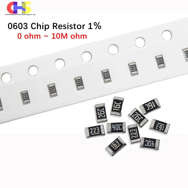 100pcs 0603 SMD Resistor Accuracy 1% 1/10W 0R ~ 10M 1K 2K 4.7K 10K 100K 1R 10R 100R 150R 220R 330R 1M 10 100 150 220 330 470 ohm