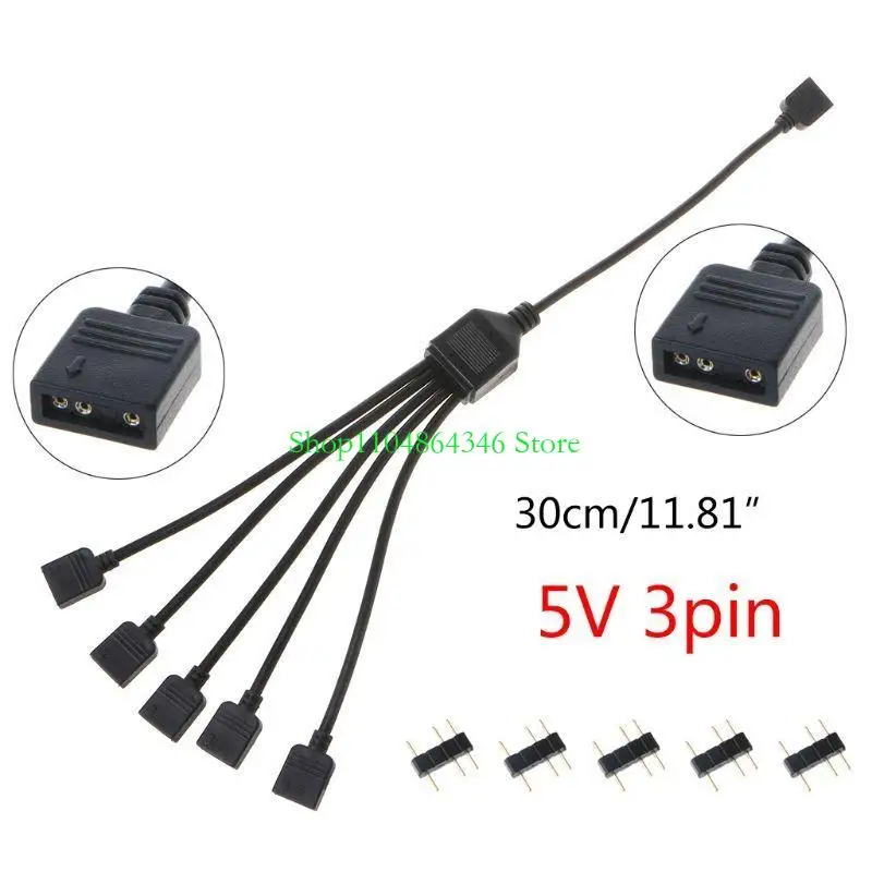 5asd 5V 3Pin RGB Splitter Cable CPU Cooler Extension Cable Connector Adapter Cord Wire PC Fan Power Extension Cable Converter