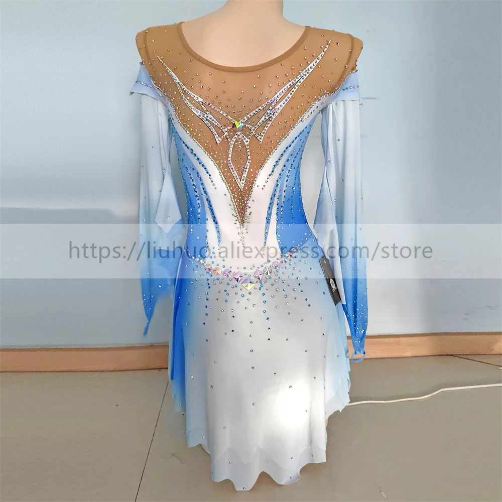 LIUHUO Women Aldult Teen Girl Customize Gradient Costume Performance Competition Leotard Ice Figure Skating Dress Dance Roller