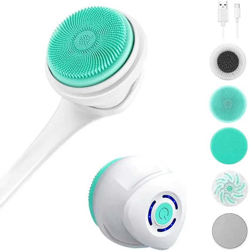 Facial Cleansing Brush Electric Body Brush Rechargeable Back Washer for Shower Long  Scrubber for Shower Bathing Cleaner Wash