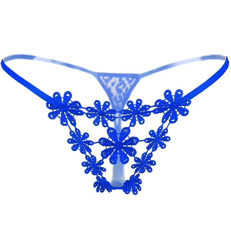 Floral Embroidery Sexy Thongs Women's Breathable Underwear Hollowed Out Panties Seductive Low Waist Female T Panties Wholesale