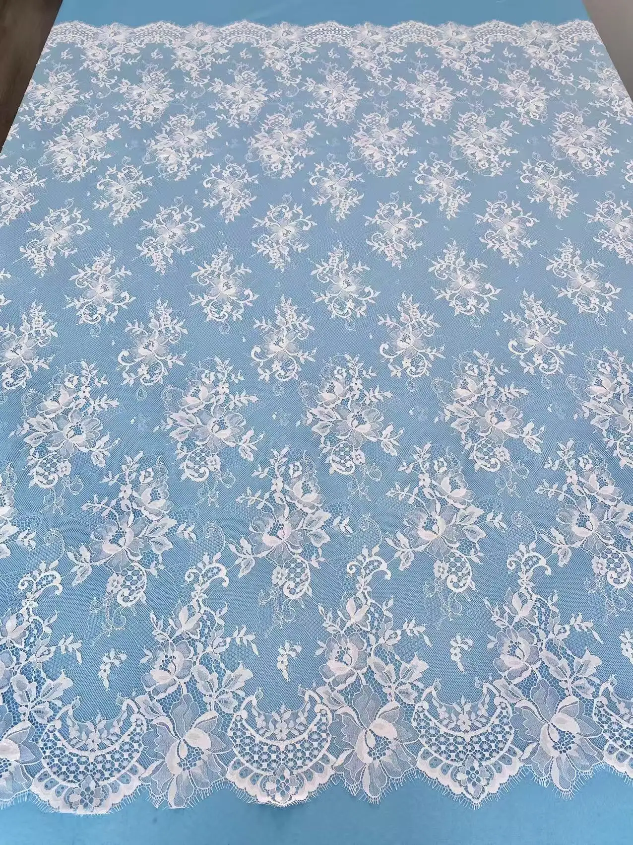 

lvory Delicate French Lace Fabric, 3 Meters Chantilly Lace Trims, 59 inches Wide for Veil,Bridal Dress, Costume, Craft Making