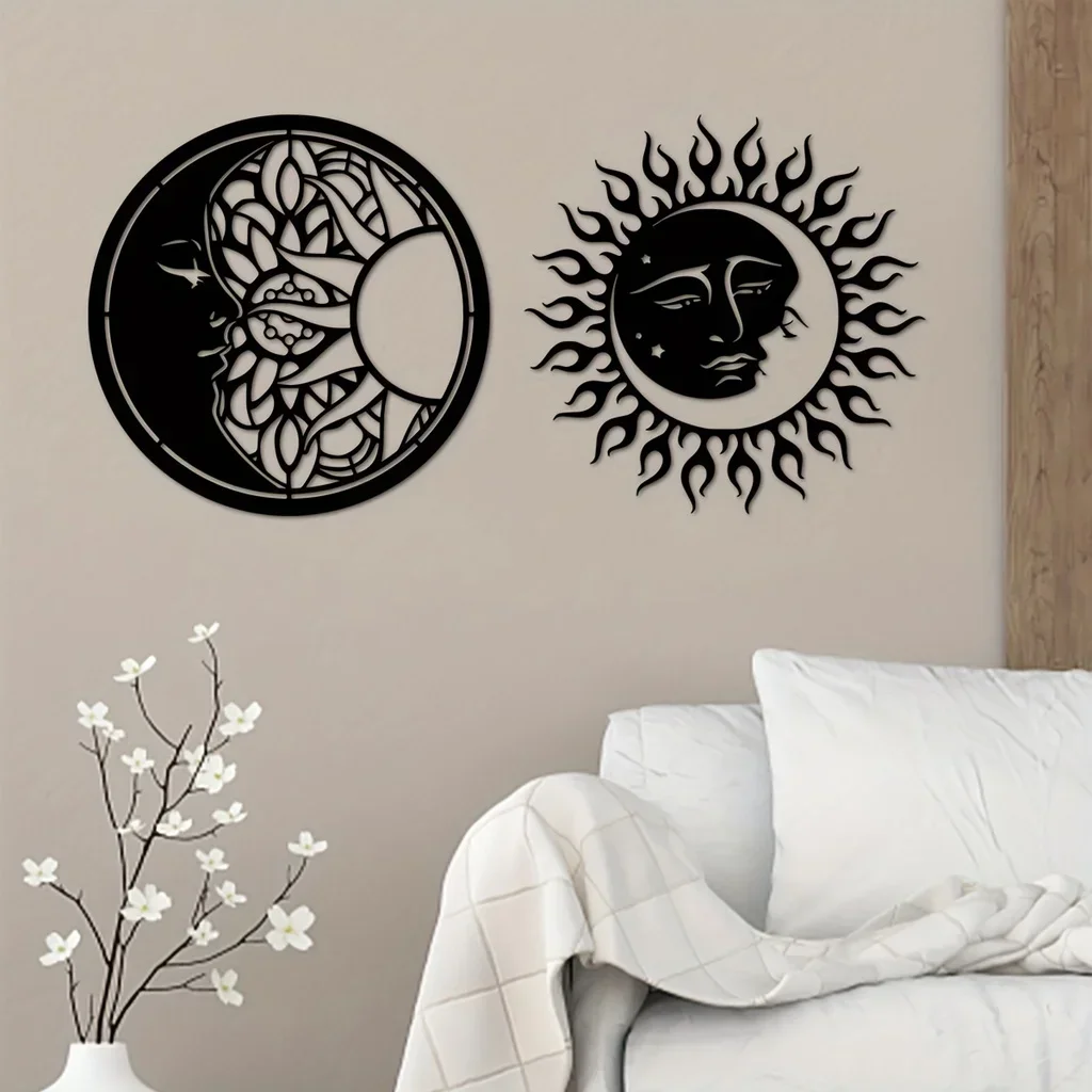 Metal Sun And Moon Art Wall Decor, Sun And Moon Metal Wall Decor, Metal Sun And Moon Class Signs metal wall hanging