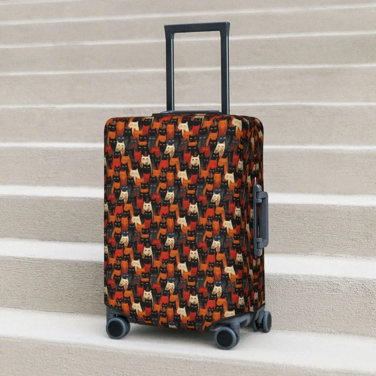 

Animal Cartoon Suitcase Cover Cats in Fall Foliage Flight Cruise Trip Fun Luggage Case Protection