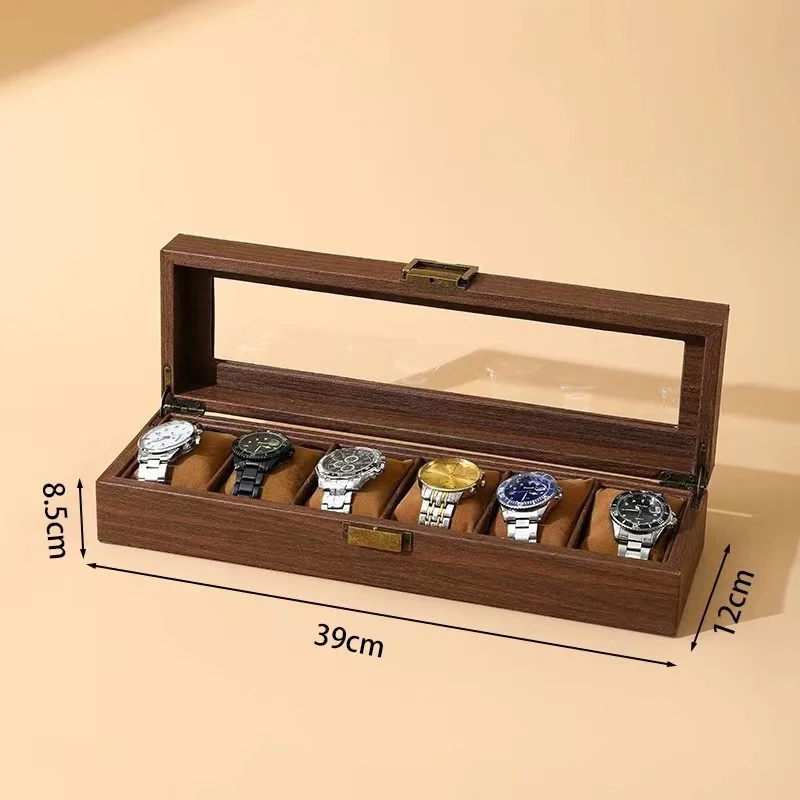 New Style Retro Imitationv High End Transparent Windowed Watch Grain Leathe Storage Display Packaging Box Headpiece Storage Case image 6
