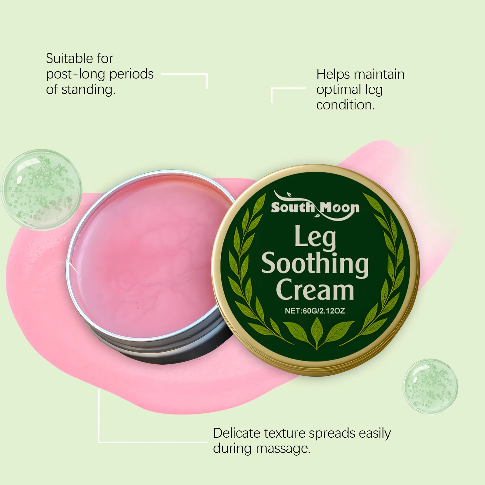 كريم مهدئ للساق يحسن الدوالي ويحسن العناية بالساقين المتعبة وينعم ويغذي البشرة وهو مناسب للاستخدام اليومي