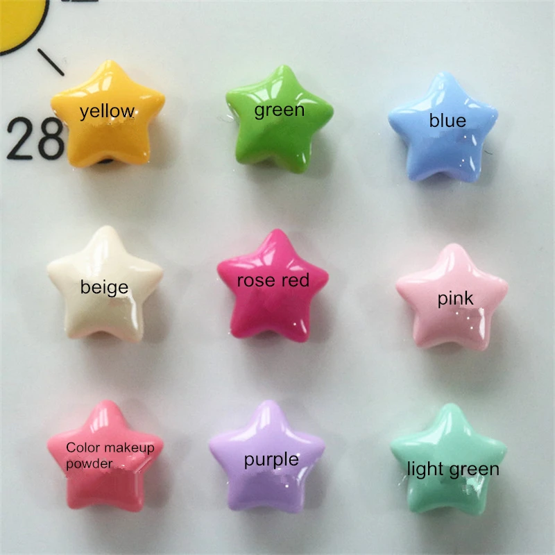 20-30Pcs Glossy Colorful Star Resin Accessories DIY Scrapbooking Phone Craft Decoration Materials Hair Bow Center Embellishments