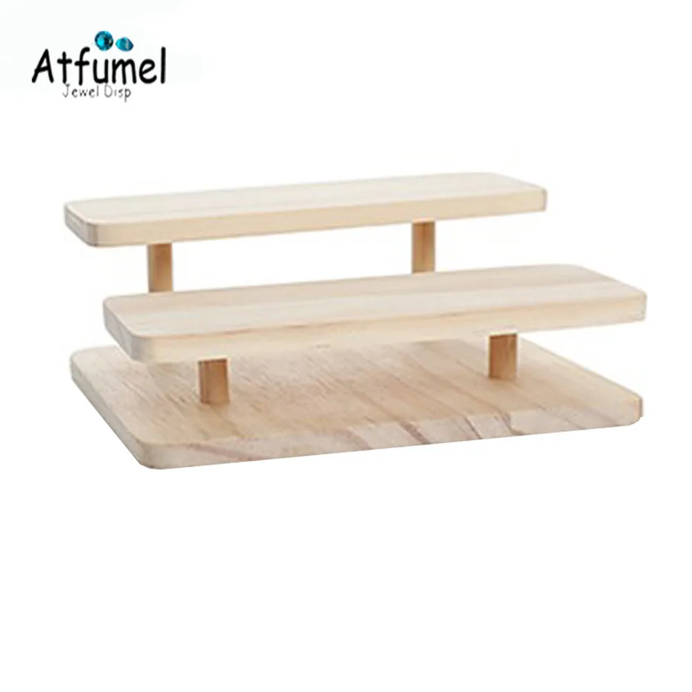 Natural Wood Counter Jewelry Display Stand Multi Tiers Sunglasses Storage Organizer Riser  Watch Ring Perfume Model Showcase