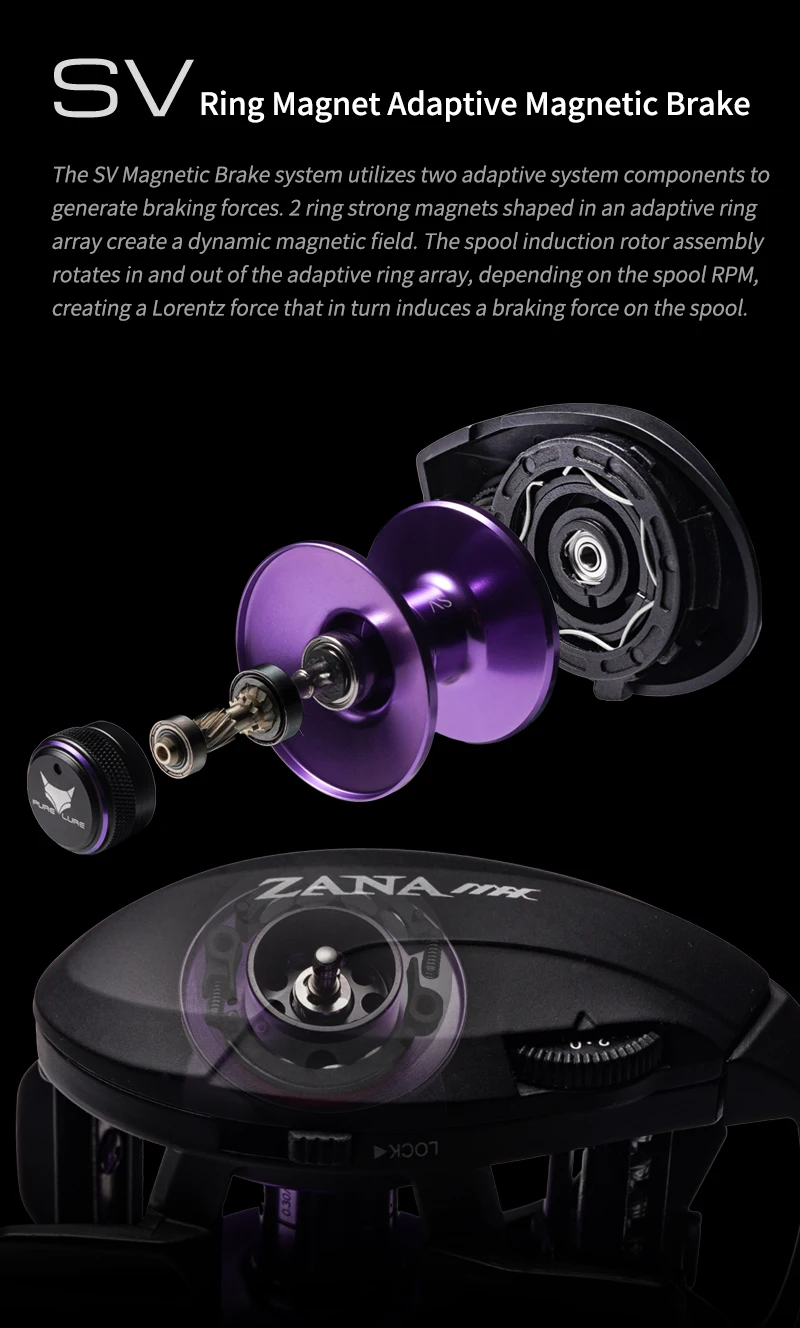 PURELURE ZANA MAX 10KG SV+DC Dual-Modus 7.3:1 Übersetzung Salzwasserbeständige Vollmetall 215g Macro Monster 10+1 Kugellager Baitcasting-Rolle – Detail 6