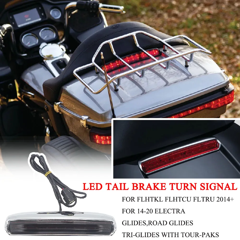 غطاء جولة باك مطلي بالكروم للدراجات النارية ملحق خفيف لـ Electra Glide Low CVO Road Glide Ultra Limited Low Tri Glide 2014+