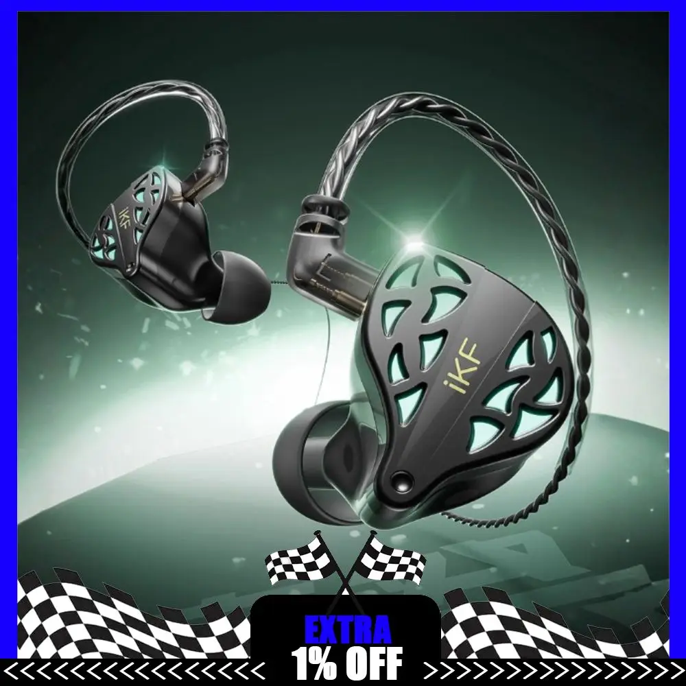 

IKF Rite Of Night In Ear HiFi Earphone DLC Drilling Dual Material Ball Top Diaphragm Gaming Earbuds With Detachable Cable Custom