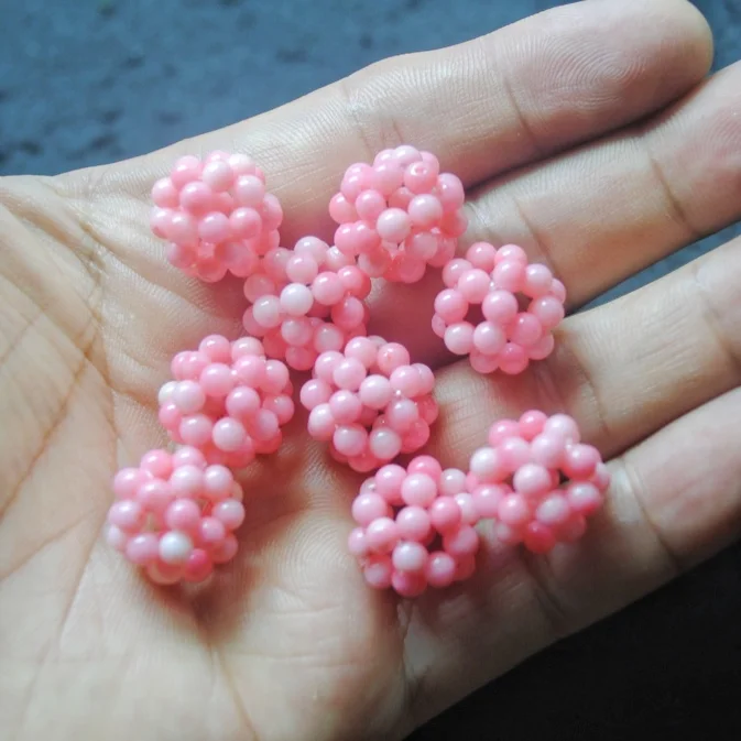 3PCS PINK CORAL BALL HANDMADE SIDE 15MM ROUND SHAPE DIY JEWELRY ACCESSORIES BEST CHOICE FOR YOUR DESIGNS