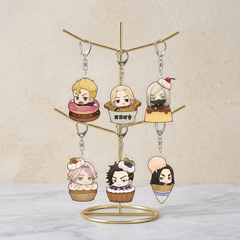 Anime Tokyo Revengers 6CM Q Version Dessert Acrylic Keychain Manjiro Sano Mikey Takemichi Baji Backpack Pendant Fan Collectibles