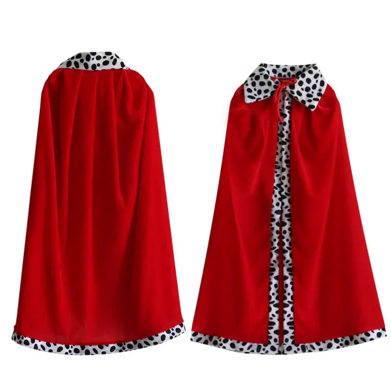 Jongens Koning Cosplay Kostuum Rode Mantel Voor Volwassen Kinderen Prins Gewaad Kroon Fluwelen Cape Kinderen Verjaardag Halloween Feest Accessoires