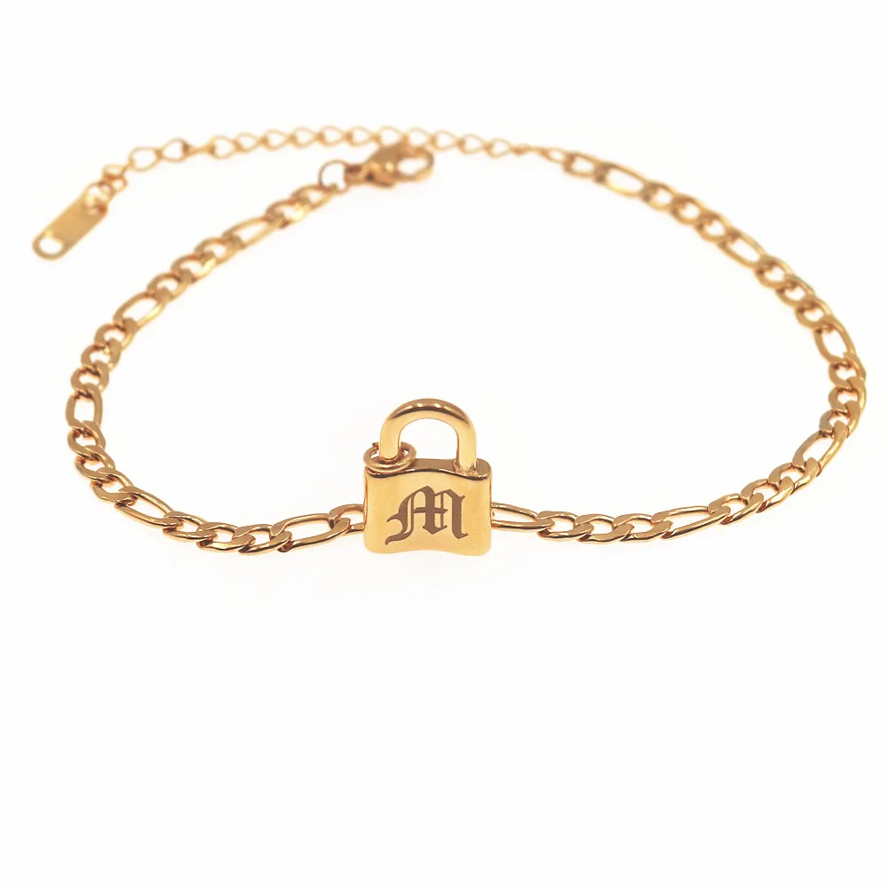 الهيب هوب قفل الخلخال سحر A-Z الإنجليزية القديمة رسالة الكاحل سوار الأولي الساق سلسلة القدم بيجو للنساء الرجال BFF مجوهرات