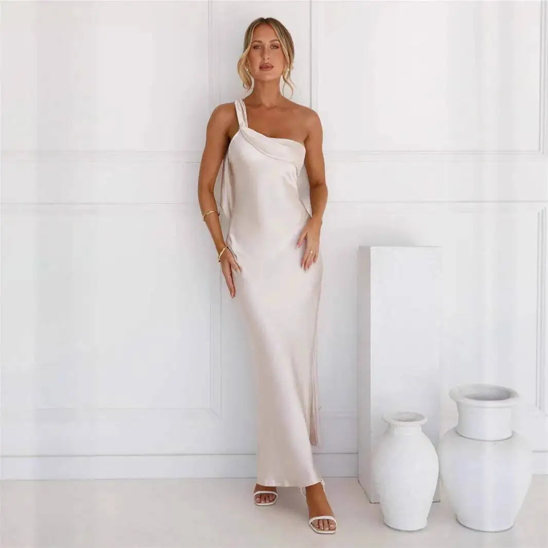 Solido 2025 cinturino colorato da donna sexy fascia alta in raso spaccato abito lungo aderente 2025 abito estivo abito vestido donna festa elegante