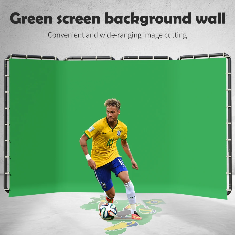 Background Stand 240CMx400CM with Green Screen Wall and Clip Photography Backdrop Frame For Living Video Recording Changing Room