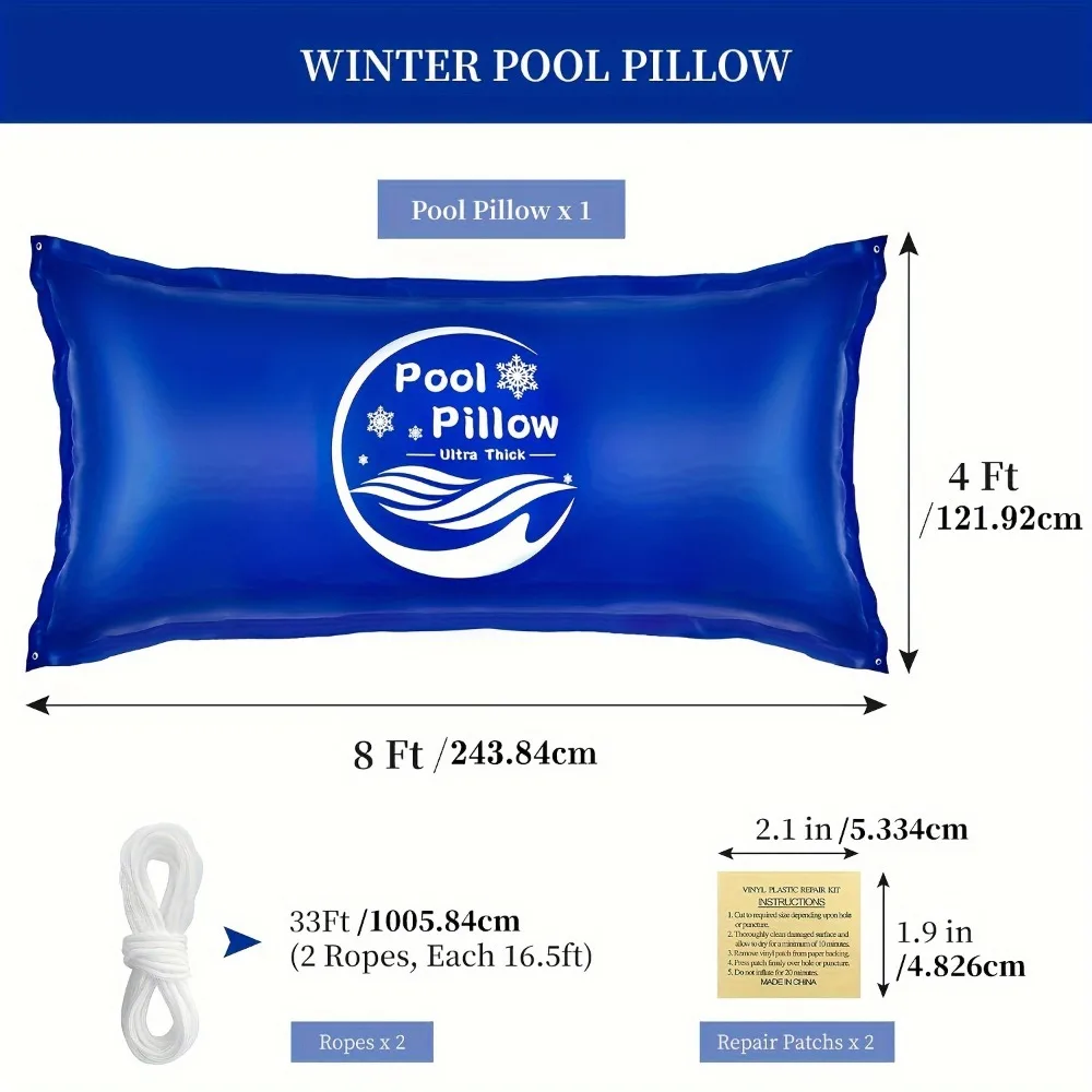 Winter Pool Pillow for Above Ground Pools - 0.4mm Ultra Thick, Cold Resistant PVC, Anti-Freeze Pool Cover Pillow Pool Pillows