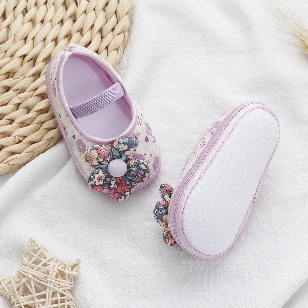 Zapatos de princesa con flores de colores para bebé, zapatos antideslizantes de algodón suave para primeros pasos, de 0 a 18 meses