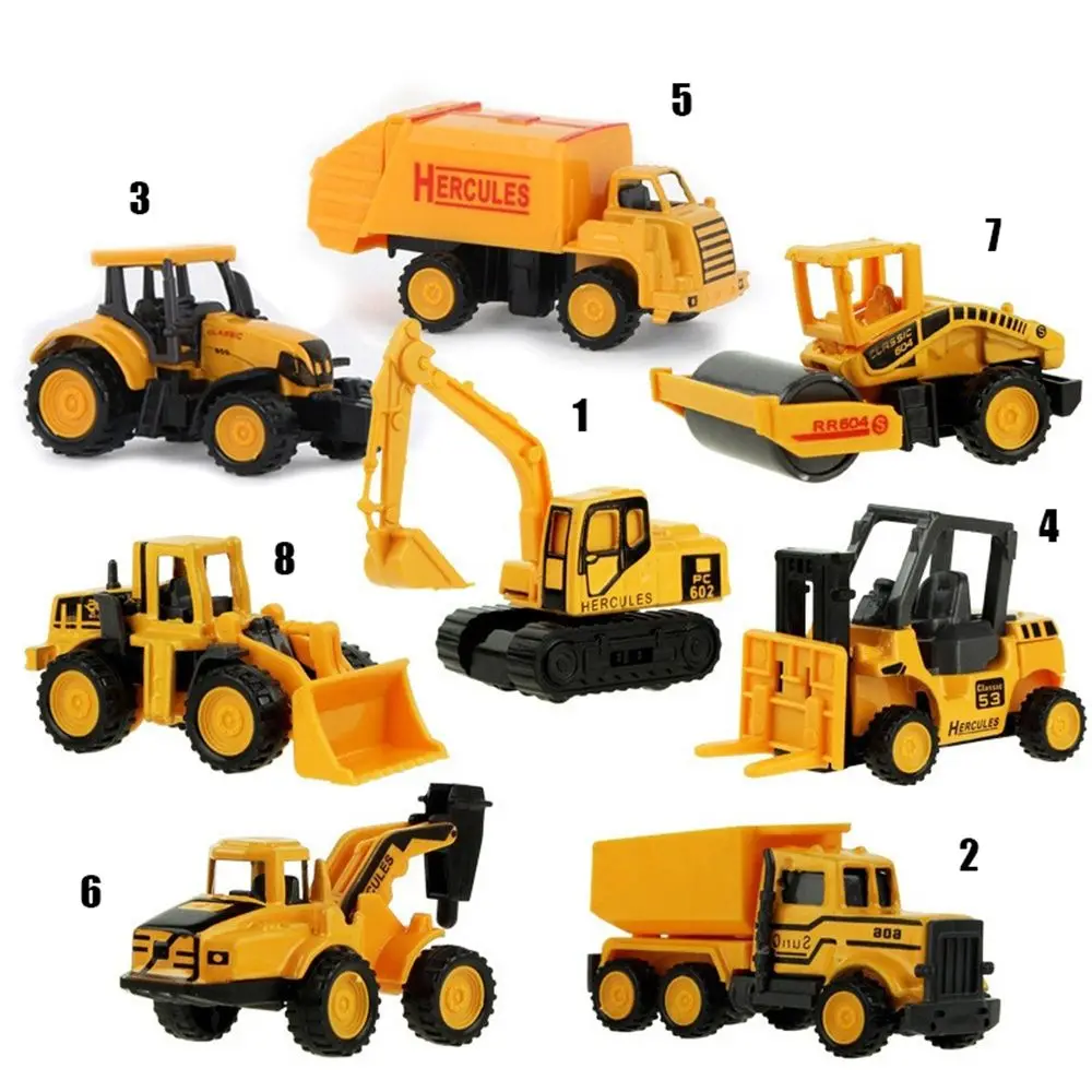 8 types Mini Construction Engineering Car Dump-car Dump Truck Model Christmas Gift Diecast  Classic Toy