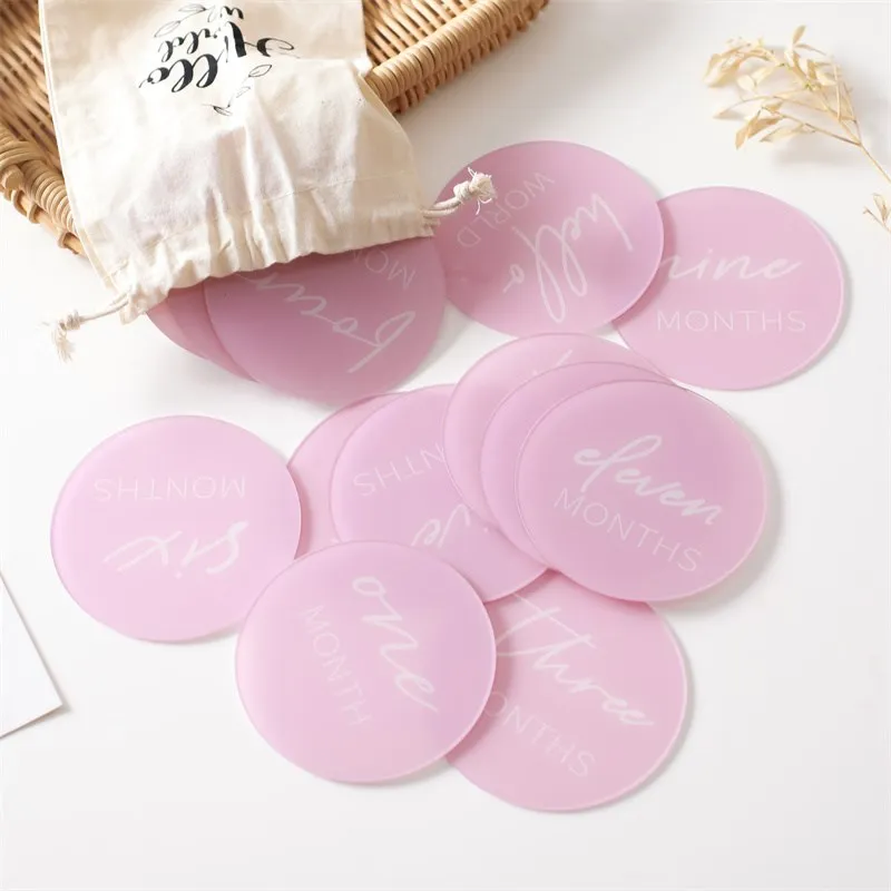 13pcs Baby Acrylic Milestone Number Newborn Photography Props Accessories Monthly Memorial Cards For 0-12 Months Baby Birth Gift