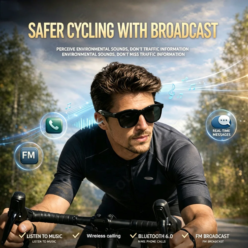 

New Camera Control Smart Glasses Music Sunglasses Headphones Wireless Bluetooth Call Headset HIFI Audio glasses For Android 2026