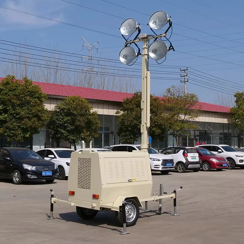 Diesel Lighting Tower Trailer Mounted Heavy Duty Type Anti-rust Metal Frame Remote Mountain Construction Site Diesel Light Tower