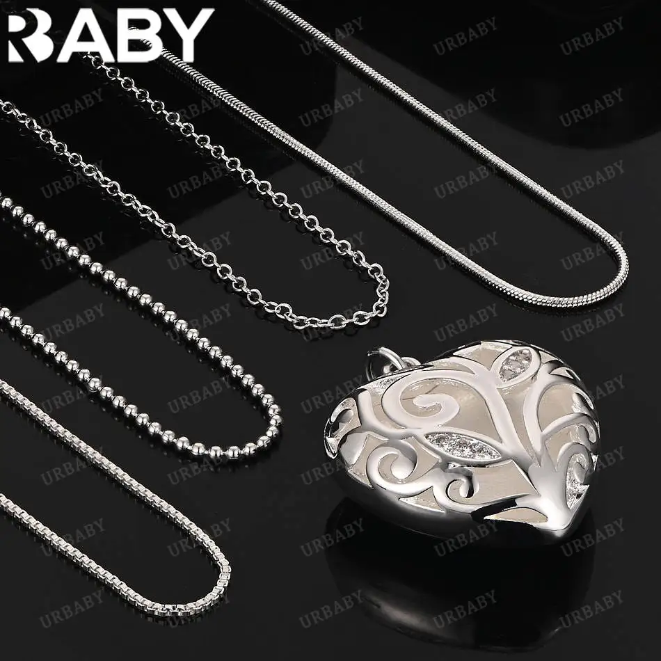 

URBABY 40-75cm 925 Sterling Silver Zircons Heart Pendant Necklace For Women Anniversary Gift Popular Wild Fashion Romantic