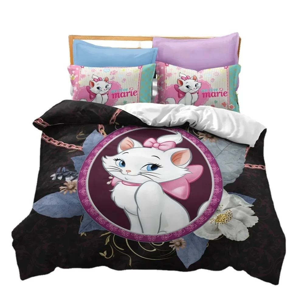 Pink Marie Cat Bedding Set, Duvet Cover Anime, 3D Printing,with Pillowcase,For Kids Adults,For Single Bed Double Bed