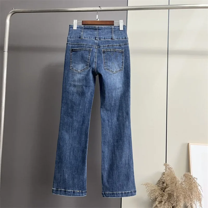 Mid-low Waist Baggy Slim Casual Micro Cotton Split Jeans