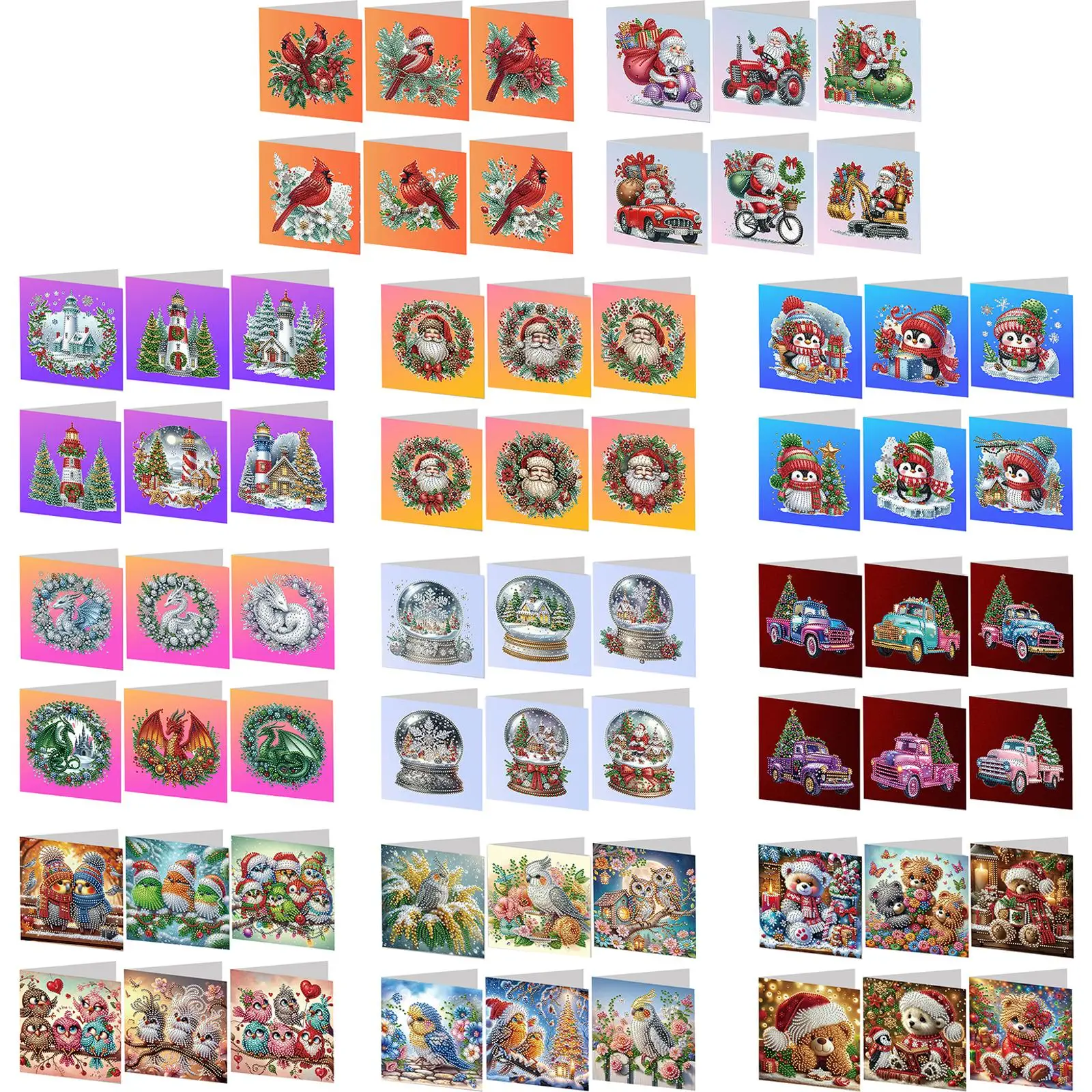 

6pcs DIY Diamond Painting Greeting Card Set Diamond Art Painting Christmas Greeting Cards for Holiday Blessings Christmas Gift